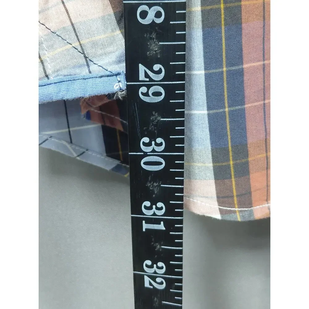 Banana Republic Blue Collared Plaid Breathable Button-Up Shirt Men Size L